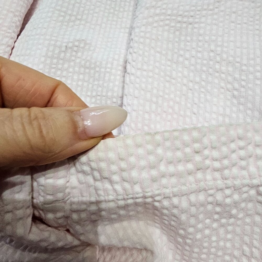Vintage Barbizon Long Embroidered Nightgown Pajamas Pink White Seersucker Size S - Picture 7 of 16